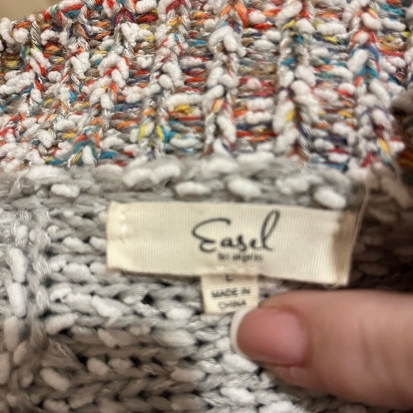 Easel Multicolor Crew Ragland Sleeve Rounded hem, Knit Sweater, size Large - Picture 6 of 9